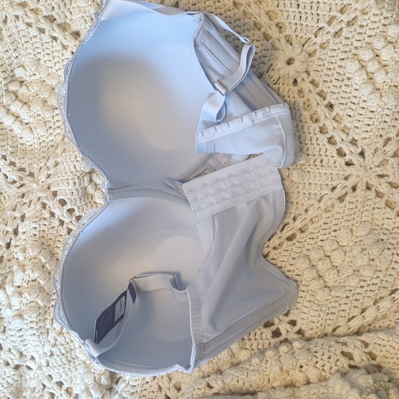 CACIQUE NTW size 44I Bra Boost Balconette blue silver metallic corset style new - Picture 8 of 16